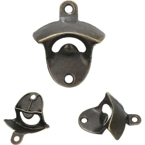 1pc Wall Mounted Bottle Opener Beer Wine Bottle Cap Catcher Bar Mountable Metal Opener Bronze Home Decors