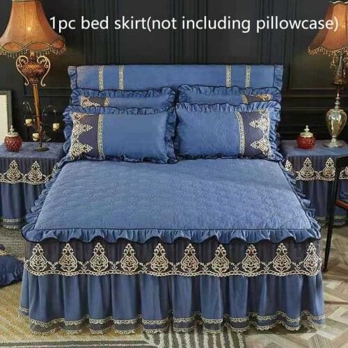 Luxury Quilted Padding Bed Skirt Sanding Soft Thicken Bedspread 1pc Lace Edge Bedspread Not Including Pillowcase
