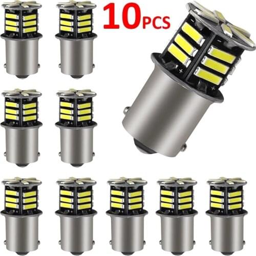 10PCS 12V 1156 BA15S P21W S25 BA15S 7020 21SMD Front Turn Signal Lamp Backup Lights White BA15S (1156) 1156 1157 Universal 2.5W