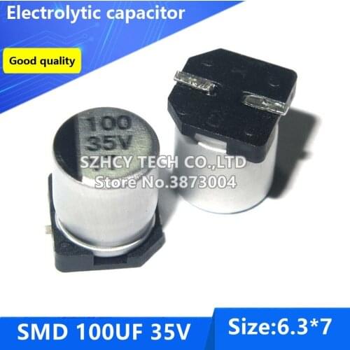 100pcs SMD 100UF 35V 6.3*7 Electrolytic capacitor
