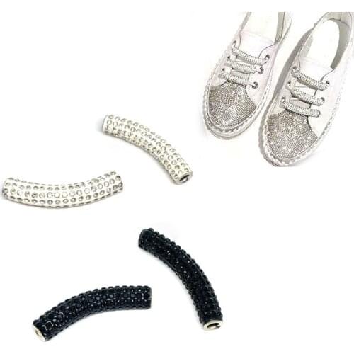 2pcs Metal Shoelaces Crystal Decoration Tubular Buckle Fashion Shoes Buckles for DIY Shoes Bag Hardware Decoration Accessories