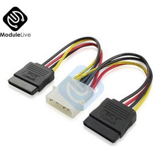 4 Pin 4pins IDE Molex to 2 Serial ATA SATA Y Splitter Dual Hard Drive Adapter Cable New