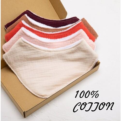 5pcs/set Cotton Bibs For Kids Baby Feeding Tableware Triangle Scarf Solid Color Newborn Feeding Burp Cloth Drooling Scarf Drops
