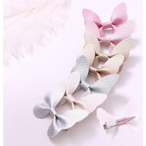 7pcs Baby Girl Synthetic Leather Butterfly Hair Clip Headband For Children PU Hairpins Barrettes Toddler Baby Hair Accessories
