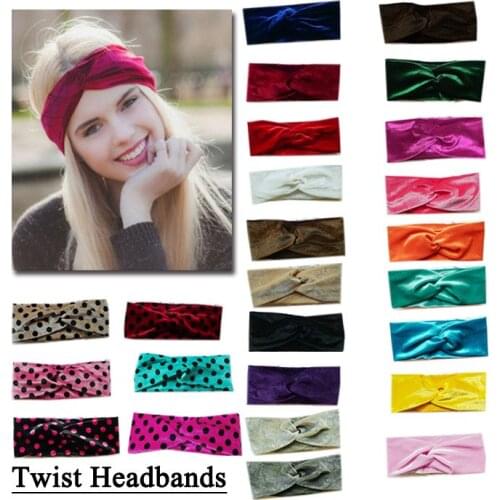 2019Velvet Twist Headbands Hair Bands Turban Headband Bandage Girl Women 26 color free DHL