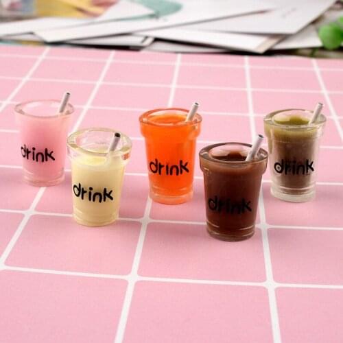 Free Shipping 5pcs 20*24mm 3D Colorful Resin Cabochon Cute Kawaii Drink Bottle Shape CameoClay Beads Charms DIY Material