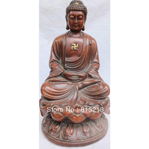 Bi00341 15"Chinese Tibet Purple Bronze Gold Gilt Shakyamuni Sakyamuni Buddha Seat Statue