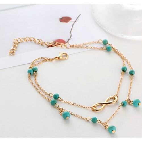 Women Fashion Anklets Bracelet Lady Foot Decorations Heart Anchor Alloy Vintage Ankle Anklets for Women Foot Jewelry