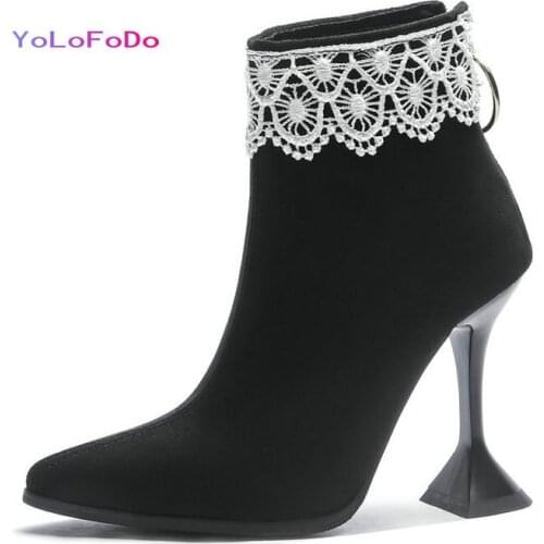 Black Pink Apricot Women Ankle Boots Fashion Pointed Toe Thin High Heel Ladies Short Boots Faux Suede Back Zipper Womens Boots