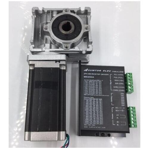 Nema23 Worm Gearbox Ratio 80:1 Hybrid 2phase Stepper Motor L112mm 4.2A Speed Reducer Driver Kit for Router Machine