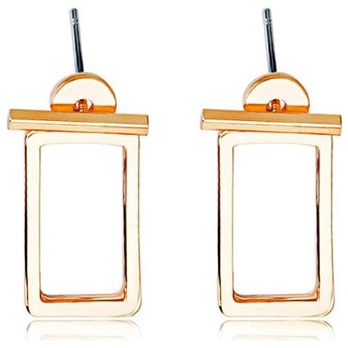 Geometric Rectangle Hollow Hook Face Curve Golden& White &Rose-Gold Wholesale Stud Earrings Jewelry For Women
