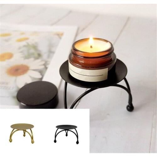 Geometric Round Candle Holder Home Decor Simple Golden Metal Candlestick Wedding Desktop Three-dimensional Decorative Ornaments