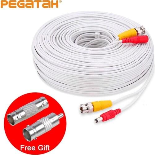 50M BNC cctv coaxial cable CCTV accessory BNC Video Power White Cable Analog AHD CCTV Surveillance Camera DVR Kit Surveillance