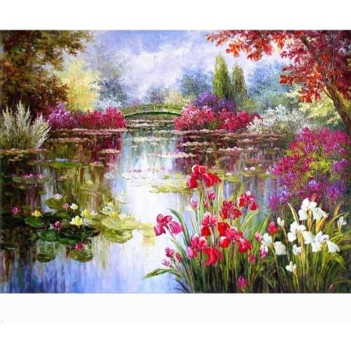 Square/Round Diamond Painting Watercolor Landscape Bridge 5D DIY Round Diamond Mosaic Flower Figure Rhinestone Embroidery Decora