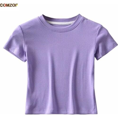 Hot Sale Women Short Sleeve T Shirt 2021 Summer Crop Tops Slim Vintage Solid Tees Blouses Casual Clothing Roupas Femininas