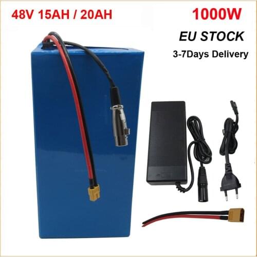 1000W 48V 15AH Lithium Ebike Scooter Battery Pack XT60 750W 48 V 20AH Electric Bike Batterie Akku with 30A BMS 54.6V 2A Charger