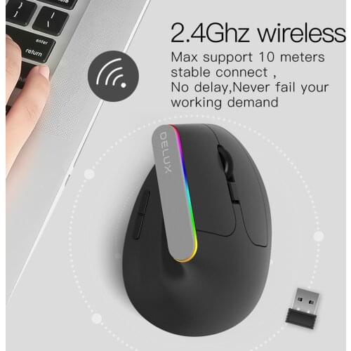 Ergonomic Vertical Wireless Mouse 6D RGB Gaming Mouse 1600DPI USB Optical Computer Mause Wrist Healthy Gamer PC Mice For Laptop
