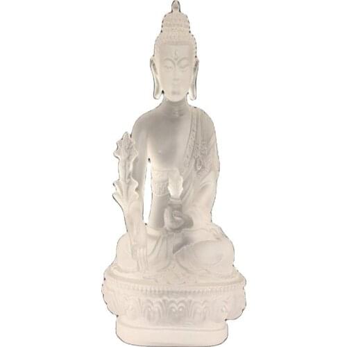 Chinese Old The colored glass depicts the Blue Apothecary Buddha prays to worship the Buddha