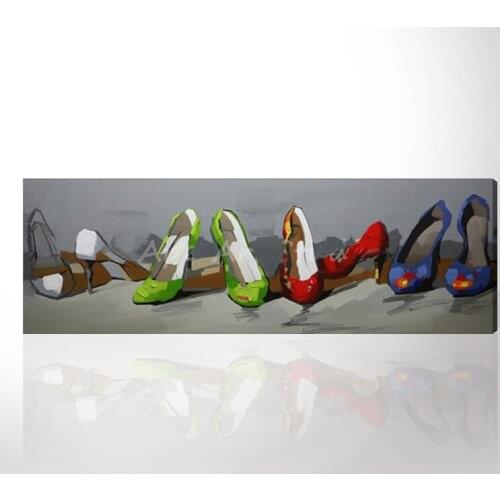 Wall Art Canvas Hand Painted Modern High Heels Shoes Oil Paintings for Living Room Decor Abstract Still Life Pictures No Framed
