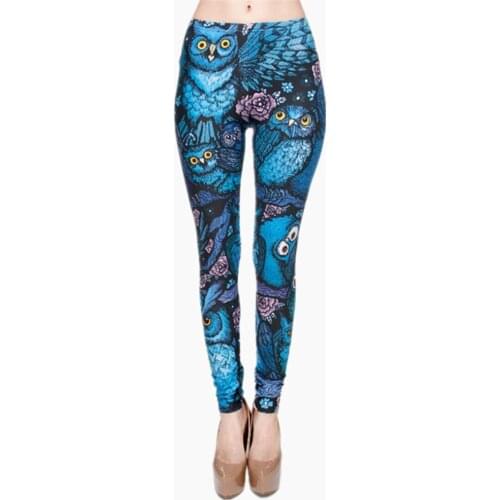 New Hot Night Owl Full Printing Pants Women Clothing Ladies Fitness Legging Stretchy Trousers Skinny Leggings