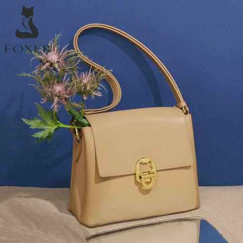 FOXER Soft Leather Casual Messenger Bag Ladies Luxury High-Quality Large-Capacity Handbag Women Fashion Underarm Shoulder Bag