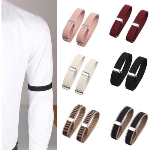 Mens Sleeve Garters Holders Stripe/Plaid Arm Bands Sleeve Shirt Groom Elastic Garter Metal Bracelet For Ladies Non-Slip Straps