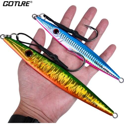 Goture 80g 100g 150g 200g 300g Slow Pitch Jigging Lure Metal Spoon Lead Fish Sea Bass Fishing Lure Hard Artificial Bait