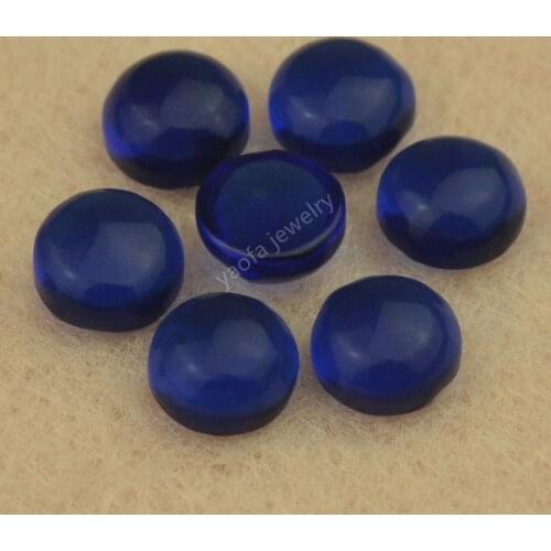 Sale 2~15mm Dark Blue Sapphir-e Flat Back Synthetic Glass Gems Round Shape Flat Bottom Cabochon Loose Stone Glass Beads For DIY