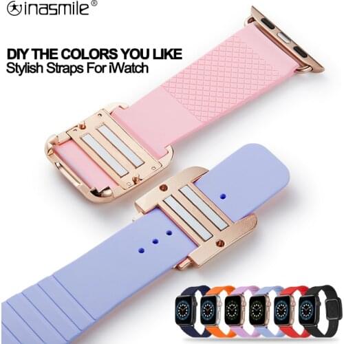 Aweful DIY Silicone Strap For Apple Watch 6 5 4 3 SE band 40mm 44mm 38mm 42mm smartwatch wristband Sport bracelet iWatch serie