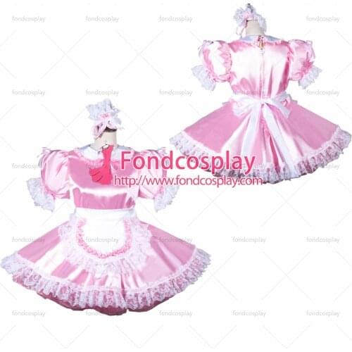 Sissy maid satin dress lockable Uniform cosplay costume Tailor-made[G3793]