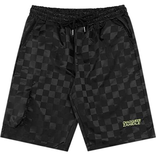Hip Hop Cargo Shorts Mens 2021 Summer Casual Short oversized Checkerboard Print Shorts Streetwear Joggers Pockets Baggy Pants