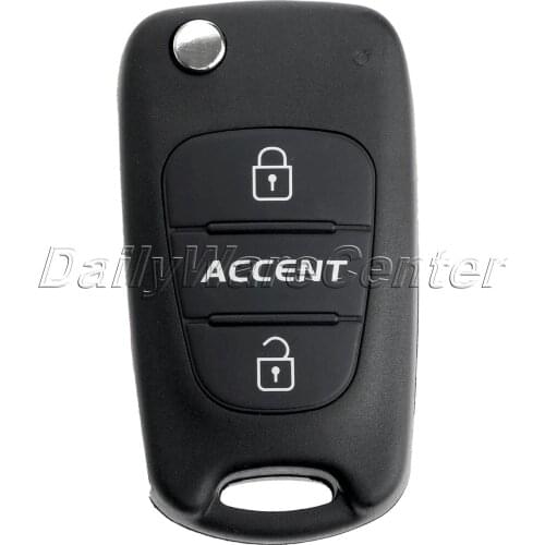 Replacement 3 Buttons Flip Folding Remote Key Shell Case for Accent Keyless Entry Fob Cover Car Alarm Housing with LOGO