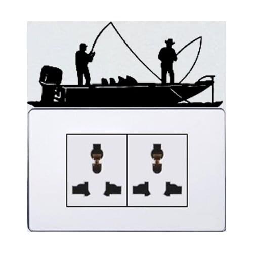 Fishing Fish Boat Fashion Decor Home Room Wall Decals Switch Stickers Vinyl 5WS1243