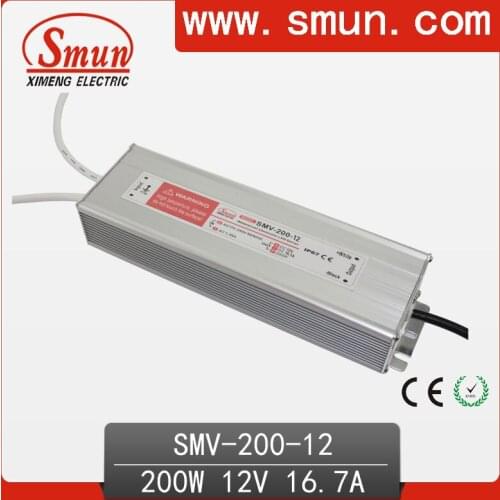 200W 12V 16.7A Outdoor Waterproof IP67 Switching Led Driver Led Power Supply With CE RoHS SMV-200-12