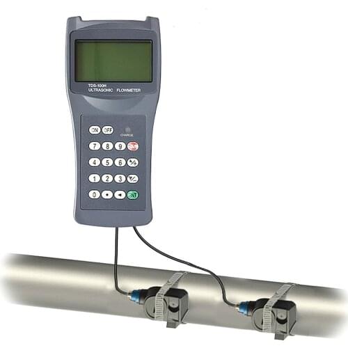 TDS-100H Portable Handheld Ultrasonic Flow Meter With Clamp On Sensor M2(DN50-700mm) Water Flowmeter 100-240V