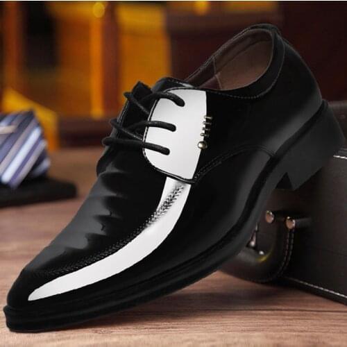Patent Leather Men Business Oxfords Shoes Fashion Wedding Party Male Dress Shoes Lace Up Office Formal Men Shoes Footwear 38-44