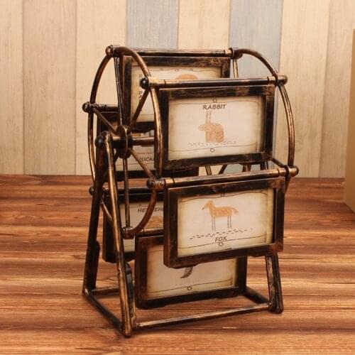 Retro Ferris Wheel Photo Frame Vintage 5 Inch Picture Frame Home Decor Living Room Bedroom Family Wedding Photo Desktop Display