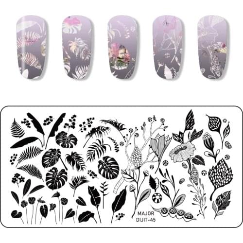 WAKEFULNESS Rectangle Nail Stamping Plates Flower Leaves Mixed Pattern Nail Art Image Stamp Template Tools