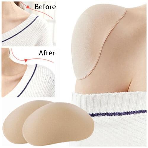 1Pair Adhesive Shoulder Pads Sponge Padded Shoulder Non-slip Push Up Pads Soft Shoulder Enhancer Stickers Apparel Accessories