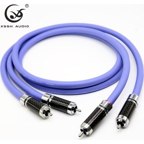 1 Pair YIVO XSSH OFC Pure Copper Plated Black Carbon Fiber Male RCA to RCA FA-as22 Alpha - OCC 2 Conductor Audio Cable Line Wire