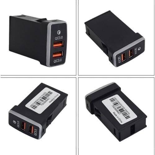 1PC Ambient light Charger Car Interface Socket Double Connector Double QC3.0 Voltage Display For Toyota Prado