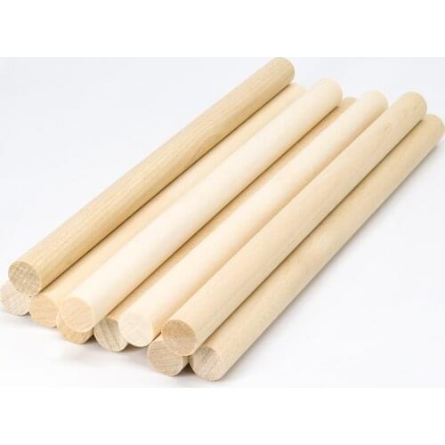 10pcs Wooden Sticks Length 20cm Round Wood Dowel Diameter 12mm Unfinished Hardwood Rods Strip Modeling For DIY Handmade Crafts