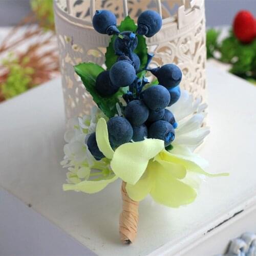 10pcs/lot blueberry Wedding Corsages Boutonniere Groom Wedding Flowers Brooch Flowers