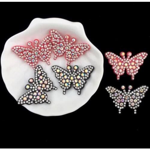10pcs Rhinestone Patch Glitter Baby Girls Hair Accessories Sequins Butterfly Appliqued for Cloth BB Clip Decoration