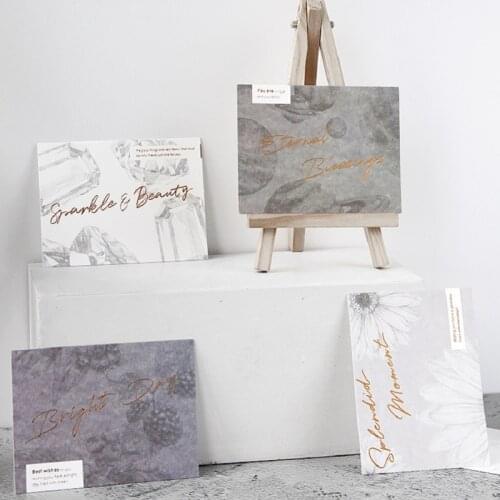 12set gold cold color painting Card leave message cards Lucky Love valentine Christmas Party Invitation Letter envelope