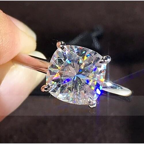 14K Au585 White Gold Women Ring Moissanite Diamonds 1 2 3 4 5 Carat Cushion Square Wedding Party Engagement Anniversary Ring