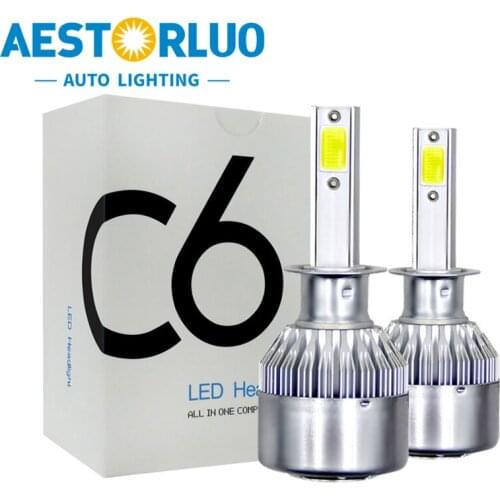 2pcs Factory Supply C6 LED Headlight Bulbs Light 72W 8000LM 6000K H1 H4 H7 H8 H11 9005 9006 Auto Headlamps White 12V