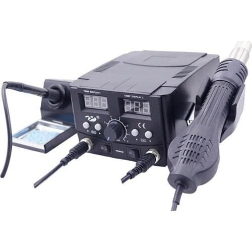 2 in1 SMD Hot Air Rework Soldering Iron Station+ Repair Tools 5 Nozzles LED Display As Free Gifts