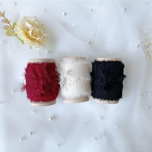 3rolls/set roll ins style Handmade Chiffon Frayed Edged Silk ribbon wedding bouquet streamers photography styling, gift wrapping