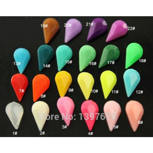 50pcs 6x10mm teardrop solid candy colorful acrylic rhinestone stones Point back stones For Garment Clothing Jewelry Craft